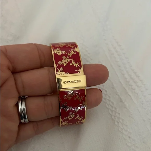 Authentic Signature Coach Hinged Bangle/Bracelet Red - Picture 2 of 12